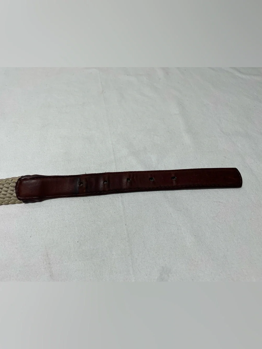 Orvis Braided Rope & Leather Trim Stretch Belt Men’s 42 Beige Brown Outdoor